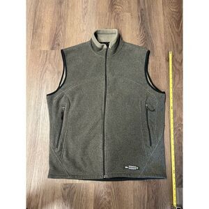 REI Staff Mens Size Large Heather Green Polartec Full Zip Fleece Vest